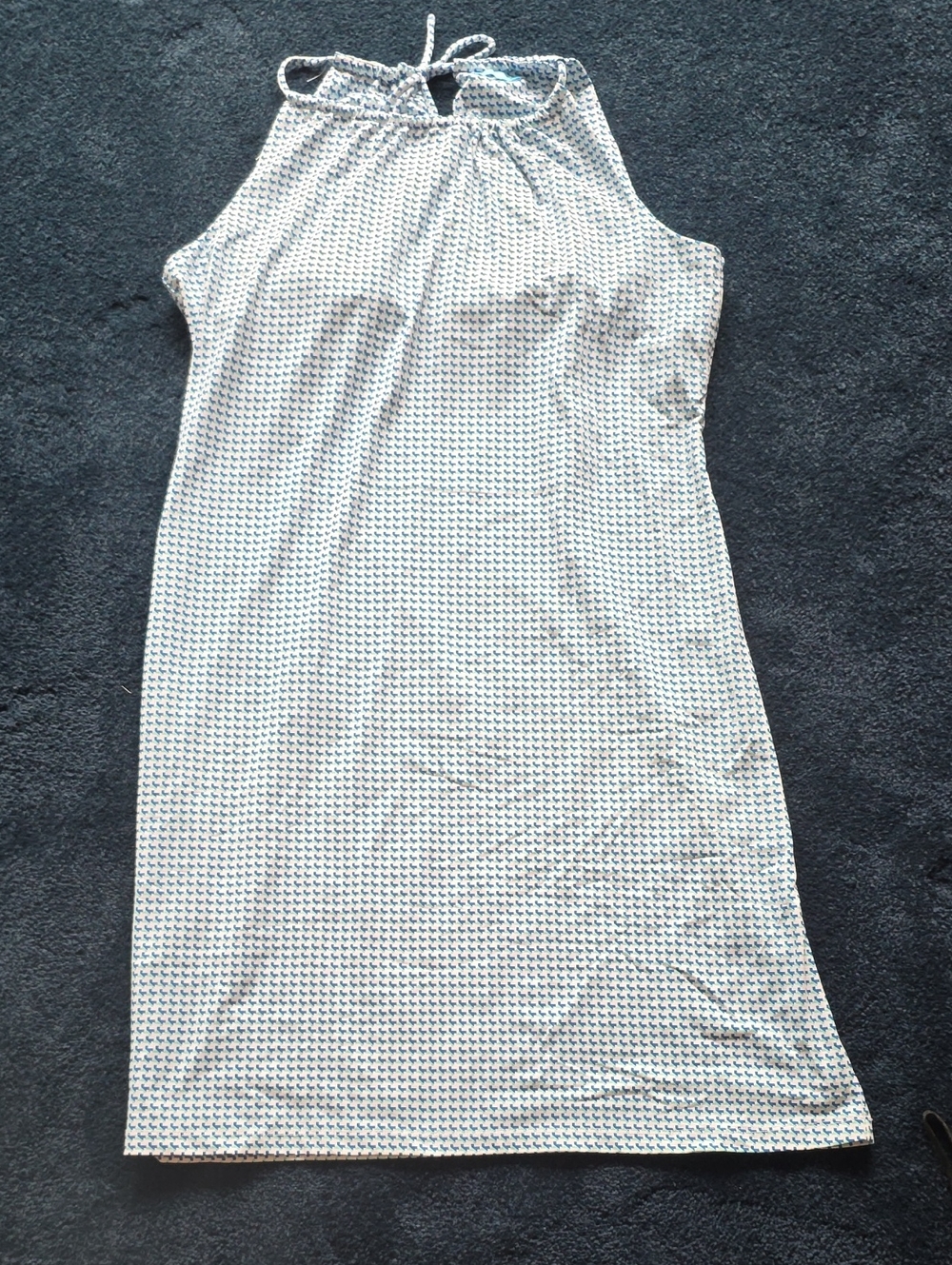 J. McLaughlin White Halter Midi Dress with Navy Micro Print